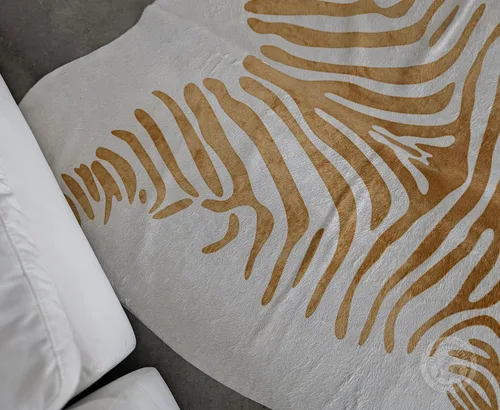 Miniatura 6 de Sunshine Cowhides Alfombra de piel de vaca 100% genuina con estampado de cebra, color beige sobre blanco roto, alfombra de estilo moderno para sala
