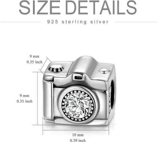 Miniatura 6 de LONAGO Abalorio personalizado de plata de ley 925 compatible con pulsera, collar, forma redonda de corazón personalizado