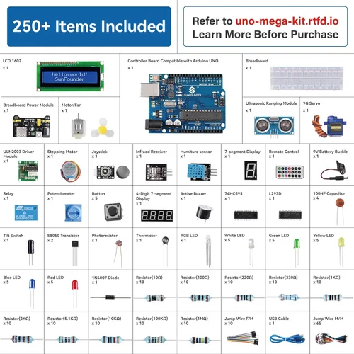 Miniatura 2 de SunFounder Kit de inicio completo de proyecto compatible con Arduino UNO R3 Arduino IDE/Scratch Coding con 42 tutoriales detallados en línea