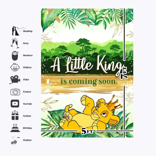 Miniatura 3 de Similar Decoraciones de baby shower para niños, 5 x 7 pies, telón de fondo africano Baby Shower de vinilo para baby shower, Simba Wild One Jungle