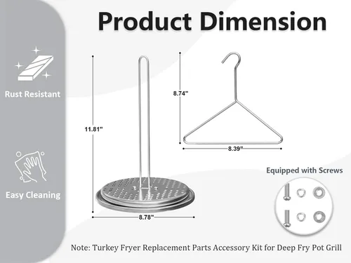 Miniatura 2 de Kit de accesorios de piezas de repuesto para freidora de pavo, para parrilla de freidora, gancho para freidora de pavo, colgador de freidora