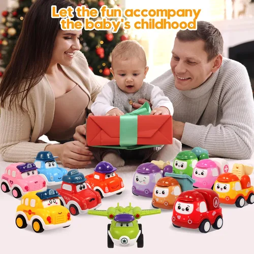 Miniatura 7 de 12 piezas de juguetes de coches de tracción para niños de 1 2 3 años, juguetes de coches de bebé para niños de 12 a 18 meses, juego de coches