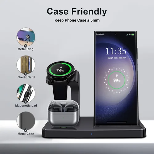 Miniatura 6 de Cargador inalámbrico para Samsung, estación de carga inalámbrica 3 en 1 para Samsung Galaxy S25/S24/S23/Z plegable/abatible, cargador rápido