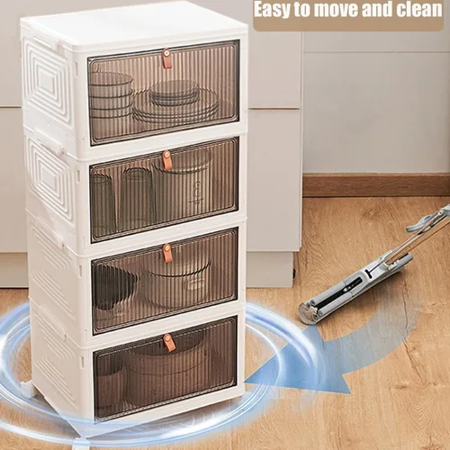 Miniatura 2 de Contenedores de almacenamiento de 2 niveles organizadores de cajas de plástico – 36 cuartos de galón apilables con tapas para dormitorio, sala