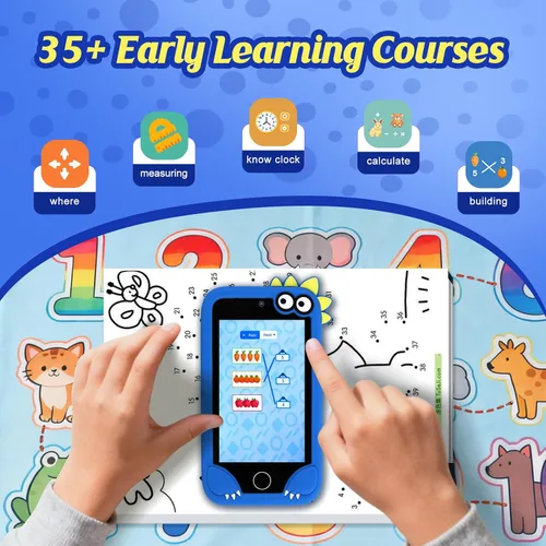 Miniatura 5 de Juguete de teléfono celular para niños, teléfono inteligente de aprendizaje educativo para niños pequeños de 3 a 10 años con pantalla táctil de 3.97