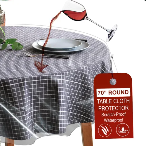 Miniatura 20 de LAMINET Protector de Mantel de Plástico Transparente – Cubierta de Mesa de Vinilo Resistente de Lujo – 54" Cuadrado – Cristalino, Fácil de Limpiar.