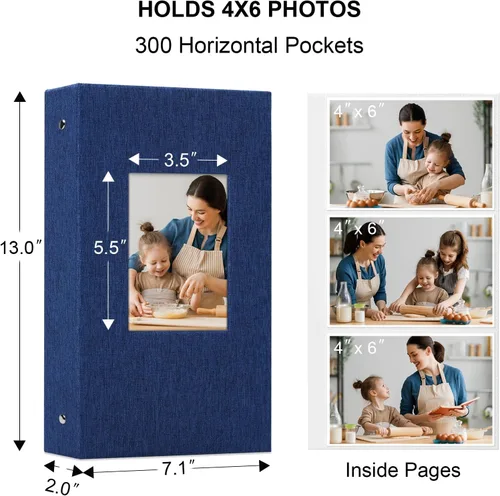 Miniatura 25 de Vienrose - Álbum de fotos de lino con 300 bolsillos de 4 x 6 pulgadas, cubierta de tela, para bodas, familias, aniversarios y bebés Morado