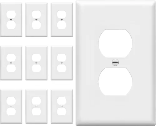 ENERLITES Placa de pared de salida de receptáculo dúplex de tamaño mediano, placas de cubiertas de toma de corriente, tamaño medio de 1 banda, 4.88