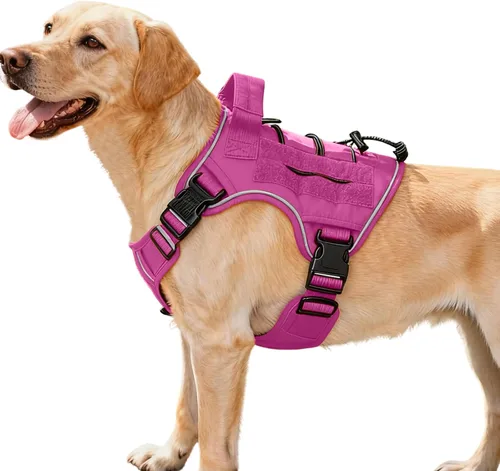 Miniatura 74 de Arnés táctico para perros grandes, chaleco reflectante ajustable sin tirones con sistema Molle, control de grado militar K9 para entrenamiento