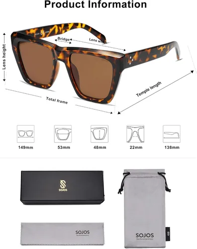 Miniatura 21 de SOJOS Fashion Oversized Square Cat Eye Polarized Sunglasses for Women Trendy Cateye Style Womens Sunglasses SJ2179