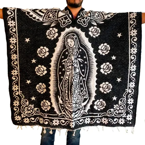 Miniatura 2 de Poncho mexicano Virgen de Guadalupe - Poncho Serape hecho a mano - Poncho adulto de talla única - Cobija Gaban - Manta