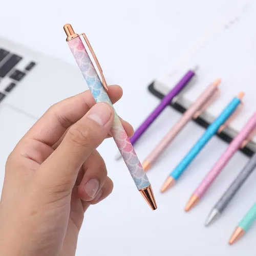 Miniatura 5 de Oddmoal Fun Sparkle - Bolígrafo para mujer, bonitos bolígrafos de metal brillante, bolígrafo multicolor retráctil para diario y escuela, tinta