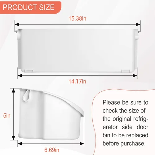 Miniatura 2 de Actualización 240356401 - Estante de repuesto para puerta de refrigerador, longitud de 15.38 pulgadas, contenedor lateral compatible con Frigidaire