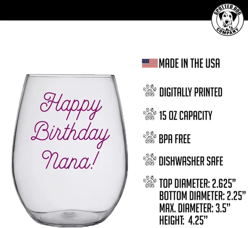 Miniatura 3 de Vaso de vino sin tallo de plástico, personalizado Día de la Madre impreso 15oz Tritan, Tu texto aquí, Texto de regalo personalizado para mamá