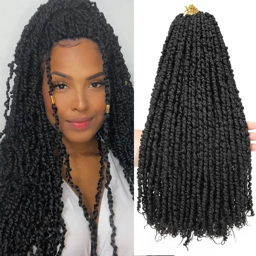 Miniatura 21 de Leeven Cabello de Ganchillo para Mujeres 16 Pulgadas Cabello de Passion Twist Pre-Retorcido 8 Paquetes Ombre Marrón Pre-Enrollado Bomb Crochet #T30