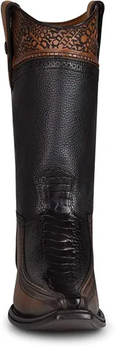 Miniatura 3 de Cuadra - Botas vaqueras para hombre en piel de avestruz color negro
