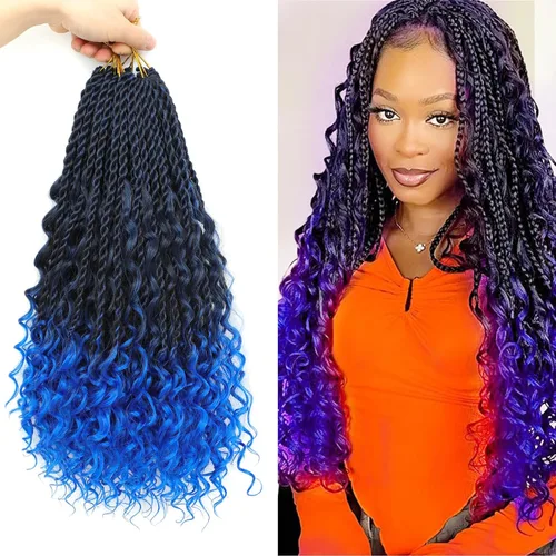 Miniatura 33 de Cabello senegalés de ganchillo con extremos rizados, 12 pulgadas, 8 paquetes de cabello bohemio de ganchillo con rizos de diosa, rizos de ganchillo