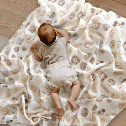 Miniatura 3 de LifeTree Mantas envolventes de muselina orgánica unisex para recién nacidos, de algodón orgánico, grande de 47 x 47 pulgadas, pan y marrón
