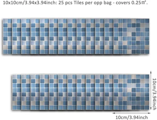 Miniatura 6 de Alwayspon 25 piezas de azulejos autoadhesivos de transferencia de plata cepillada, calcomanías de azulejos para despegar y pegar, adhesivo de pared