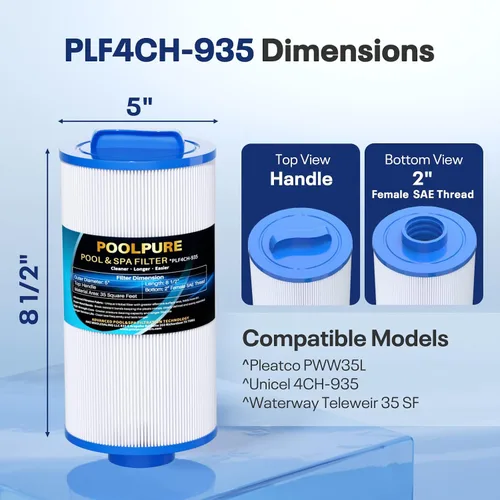 Miniatura 2 de POOLPURE El filtro de spa PLF4CH-935 reemplaza el filtro de bañera de hidromasaje 4CH-935, PWW35L, 817-4035, FC-0170, SD-01235, PDC580-AFS, X268554