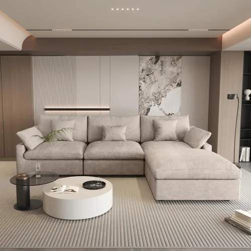 Miniatura 55 de WJShome Sofá Seccional Cloud Couch de 83 pulgadas para sala de estar, sofá seccional modular relleno de plumón, sofás en forma de L con otomana
