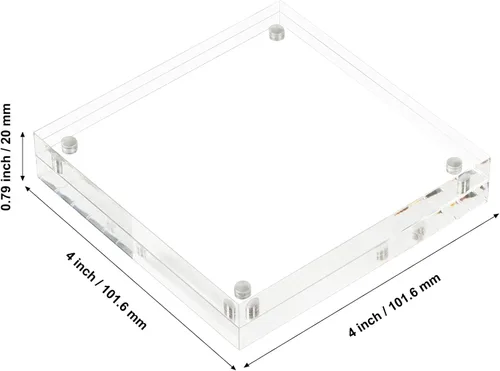 Miniatura 2 de ECOSEAO Portarretratos de 4 x 4 pulgadas, hechos de acrílico transparente de alta calidad, muestra fotos de 3 x 3 con paspartú o 4 x 4 sin paspartú