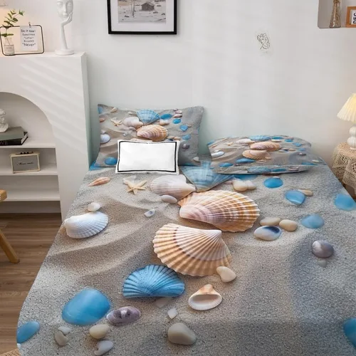 Miniatura 3 de Juego de sábanas con temática de playa tamaño individual, sábanas costeras, microfibra suave, bolsillo profundo, sábanas y fundas de almohada
