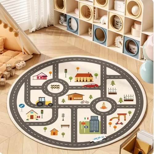Miniatura 13 de Poowe Alfombra redonda con diseño de arco iris, colorida alfombra bohemia para niños, ultra suave, lavable, alfombra para habitación del cuarto