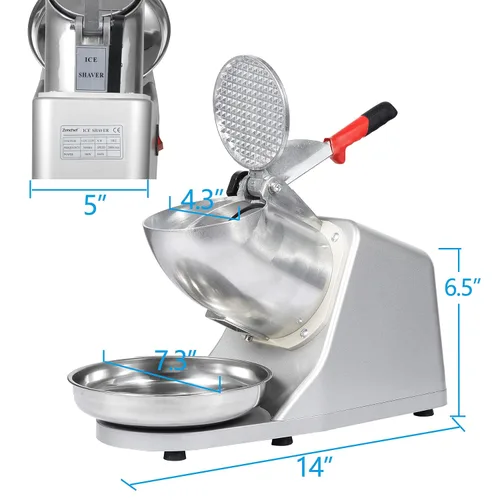 Miniatura 5 de Máquina de afeitar eléctrica de hielo de 300 W, máquina de hielo afeitado, máquina de cono de nieve, trituradora de hielo, hoja de acero inoxidable