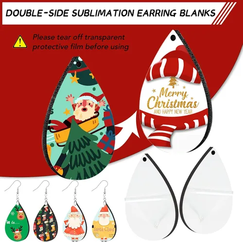 Miniatura 4 de YGAOHF Aretes de sublimación, 1.8 pulgadas, aretes de madera ligera en blanco con película protectora, lágrima de MDF sin terminar para hacer