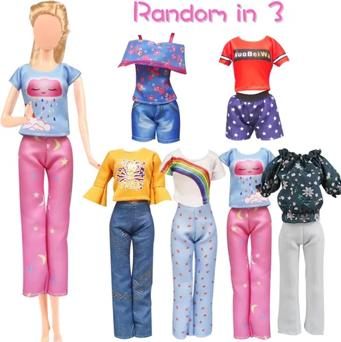 Miniatura 5 de 20 piezas de ropa y accesorios para muñecas hechos a mano, 3 vestidos de lentejuelas, 4 vestidos de moda, 3 tops y pantalones, trajes casuales, 10