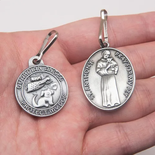 Miniatura 3 de Etiquetas para mascotas grabadas, 2 paquetes de San Francisco de Asís, gatos, perros, medalla, colgante, collar, protege a mi mascota, aleación, No