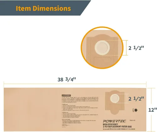 Miniatura 4 de POWERTEC Compra bolsas de vacío 6PK bolsas de filtro de repuesto para Fein Turbo III colección de polvo húmedo y seco Vac Accesorios para aspiradora
