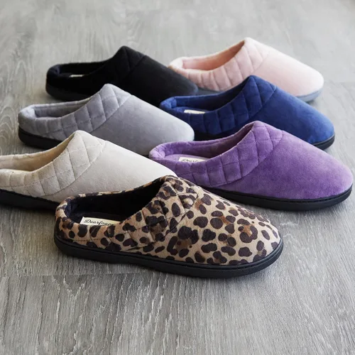 Miniatura 2 de Dearfoams Darcy - Pantuflas de velour de microfibra, tipo zueco con bordes acolchados, para mujer
