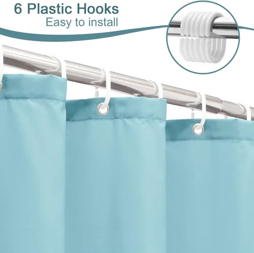 Miniatura 6 de AooHome Cortina de Ducha para Estante de Tamaño 36x72 Pulgadas, Cortina de Baño de Tela Sólida Azul Duradera con Ganchos, Borde Pesado, Impermeable