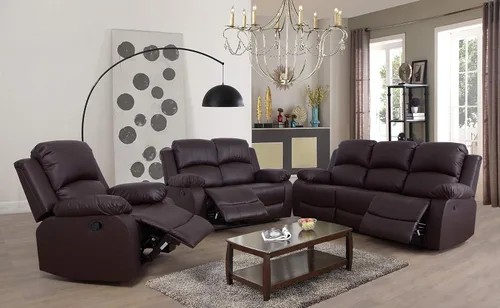 Miniatura 7 de Beverly Fine Funiture - Mesa desplegable de cuero regenerado, 5, 1 negro, juego reclinable de 3 piezas, sofá, sofá biplaza y silla