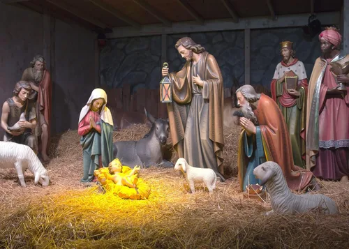 Miniatura 7 de BELECO Tela de Poliéster 5x3 pies Telón de Fondo de Fotografía de Escena de Natividad Navideña Escena del Pesebre Navideño Fondo Fotográfico