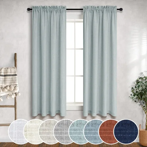 Miniatura 93 de Cortinas blancas puras de 38 pulgadas de ancho para dormitorio, juego de 2 paneles de cortinas de privacidad con bolsillo para barra, cortinas