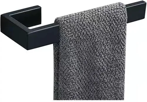 Miniatura 10 de JOPOFI Toallero de mano de 2 piezas, toallero de acero inoxidable grueso para pared de baño, barra de toalla de mano rectangular de diseño moderno