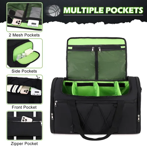 Miniatura 5 de Bolsa de lona para tenis para viajes, NEGRO-VERDE, Viajes