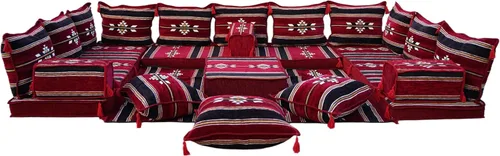 Miniatura 24 de Sofá de piso modular hecho a mano arabicsofa – Asiento oriental Majlis con cojines de respaldo