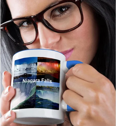 Miniatura 2 de 3dRose Niagara Falls Collage - Taza de dos tonos (11 onzas), color azul