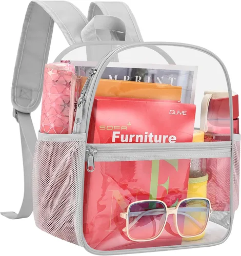 Miniatura 12 de Busiuw Mochila Transparente para Eventos de Estadio 12x12x6 Mini Pequeñas Mochilas Deportivas para Fanáticos, Aguamarina