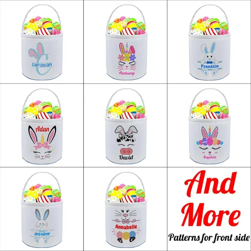 Miniatura 2 de kioskbanks Cesta de Pascua personalizada con nombre para niños, lona personalizada, cubo de Pascua, regalo para niños y niñas Estilo2-azul