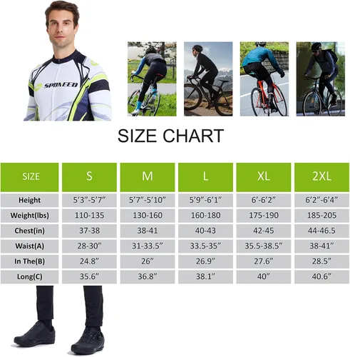 Miniatura 4 de sponeed Ropa de ciclismo para hombre, manga larga, para bicicleta de montaña, camiseta de bicicleta de carretera, pantalones acolchados, trajes