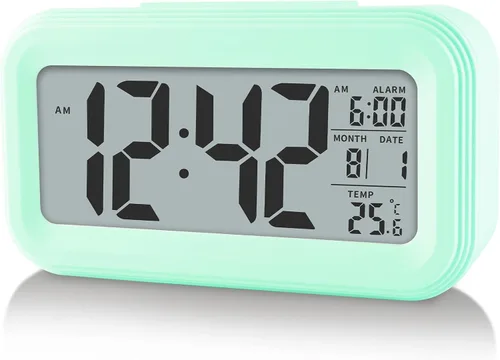 Miniatura 9 de Reloj despertador digital con temperatura interior, funciona con pilas, modelo con función de repetición, pantalla de 12/24H para dormitorios