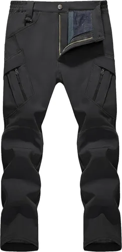 Miniatura 5 de TACVASEN Pantalones de invierno para hombre, 9 bolsillos, forro polar, para senderismo, nieve, resistentes al agua, cálidos, softshell, gruesos