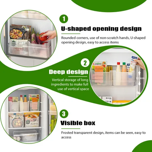 Miniatura 3 de Paquete de 3 cajas organizadoras de refrigerador, contenedores de plástico para almacenamiento de puerta lateral del refrigerador, contenedores