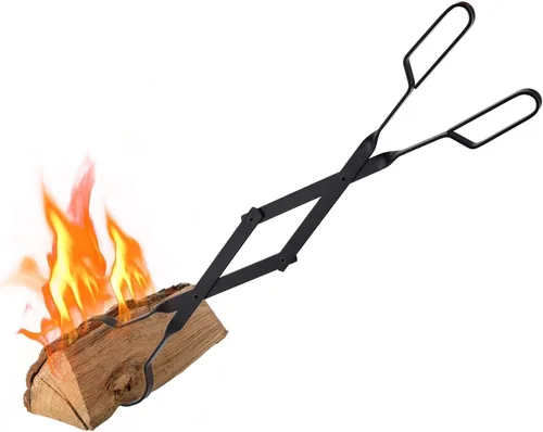 Pinzas para chimenea de 26 pulgadas, agarrador de troncos para interior y exterior, horno de leña para carbón, pinzas para fogata, parrilla,