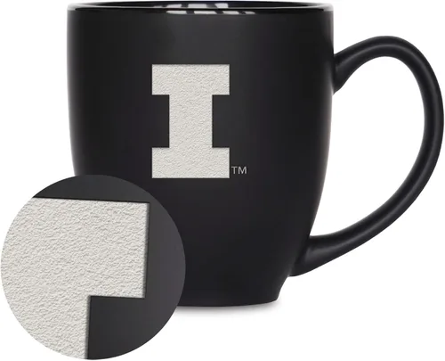 Miniatura 276 de Rico Industries - Taza de cerámica mate negra con grabado láser estándar de 15oz para NCAA (escuelas T & U) - Para bebidas calientes o frías